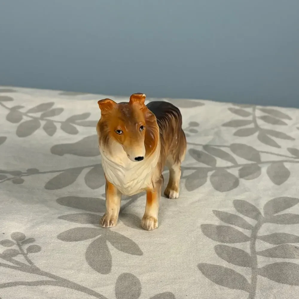 Vintage Ceramic Rough Collie Dog Figurine Hand Painted Lassie Style cottage